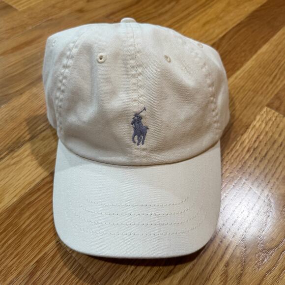 Polo Ralph Lauren Chino Cap Cream Grey Preppy Baseball Hat NWOT - Picture 1 of 3